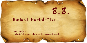 Bodoki Borbála névjegykártya